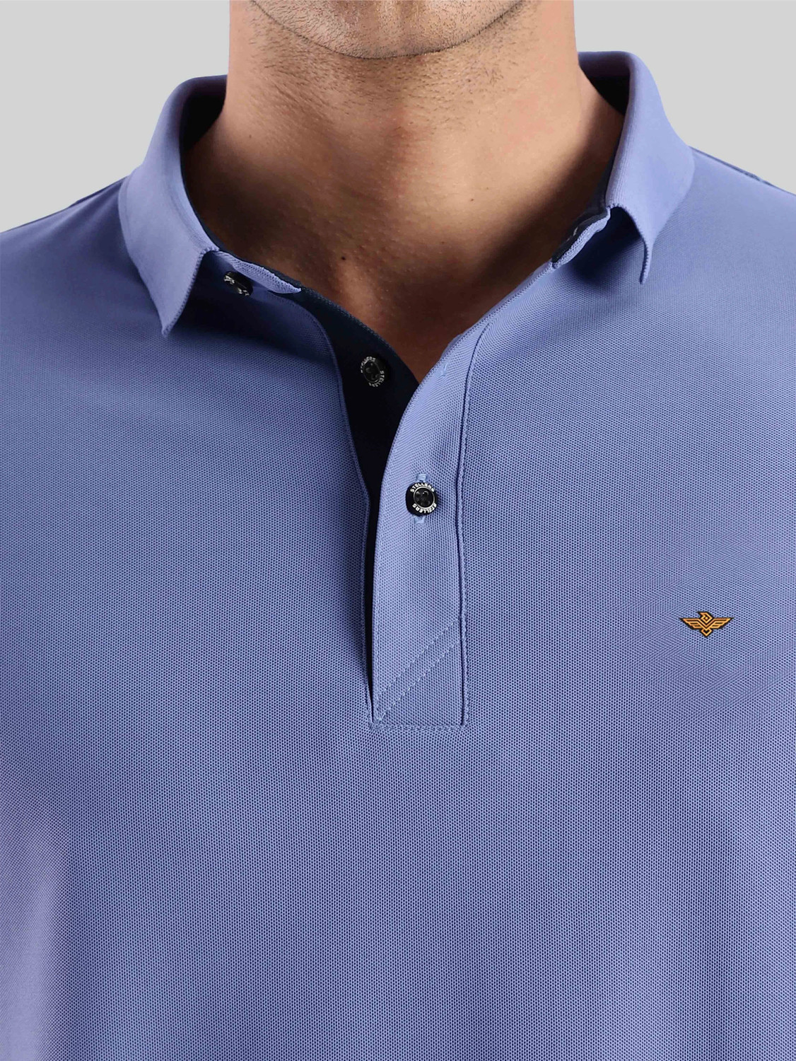Image of Stellers Solid Men Polo Neck Blue T-Shirt
