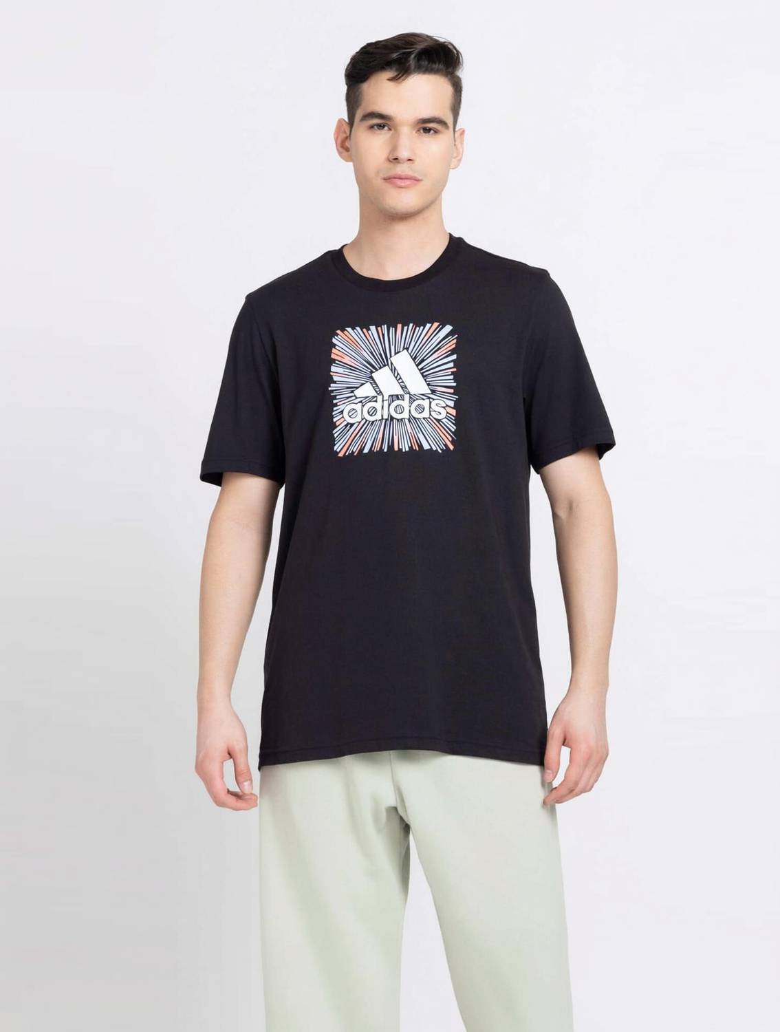 ADIDAS Printed Men Round Neck Black T-Shirt
