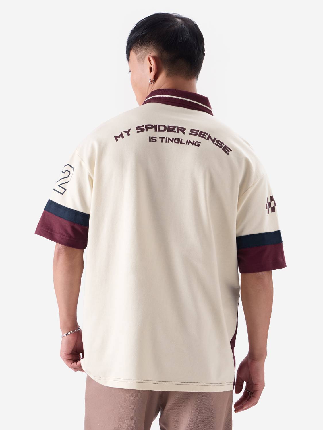 The Souled Store Men Polo Neck White T-Shirt - Image 3