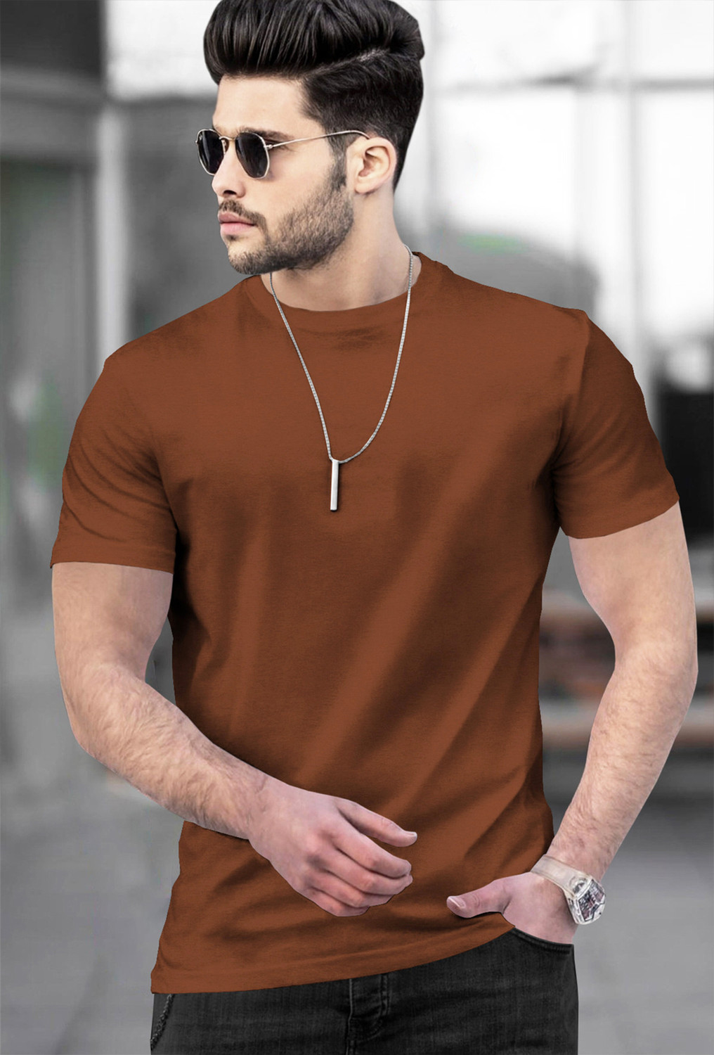 Image of TRIPR Solid Men Multicolor T-Shirt
