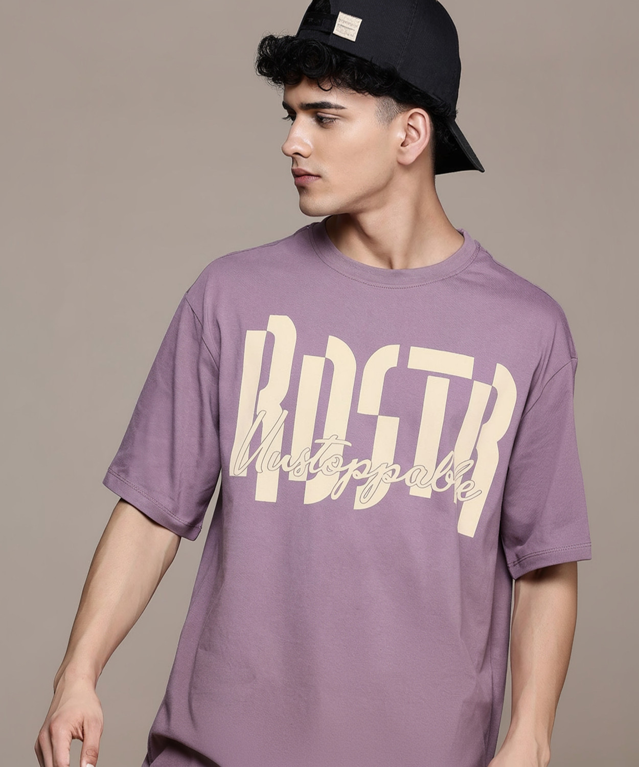 Image of Roadster Printed Men Round Neck Brown T-Shirt