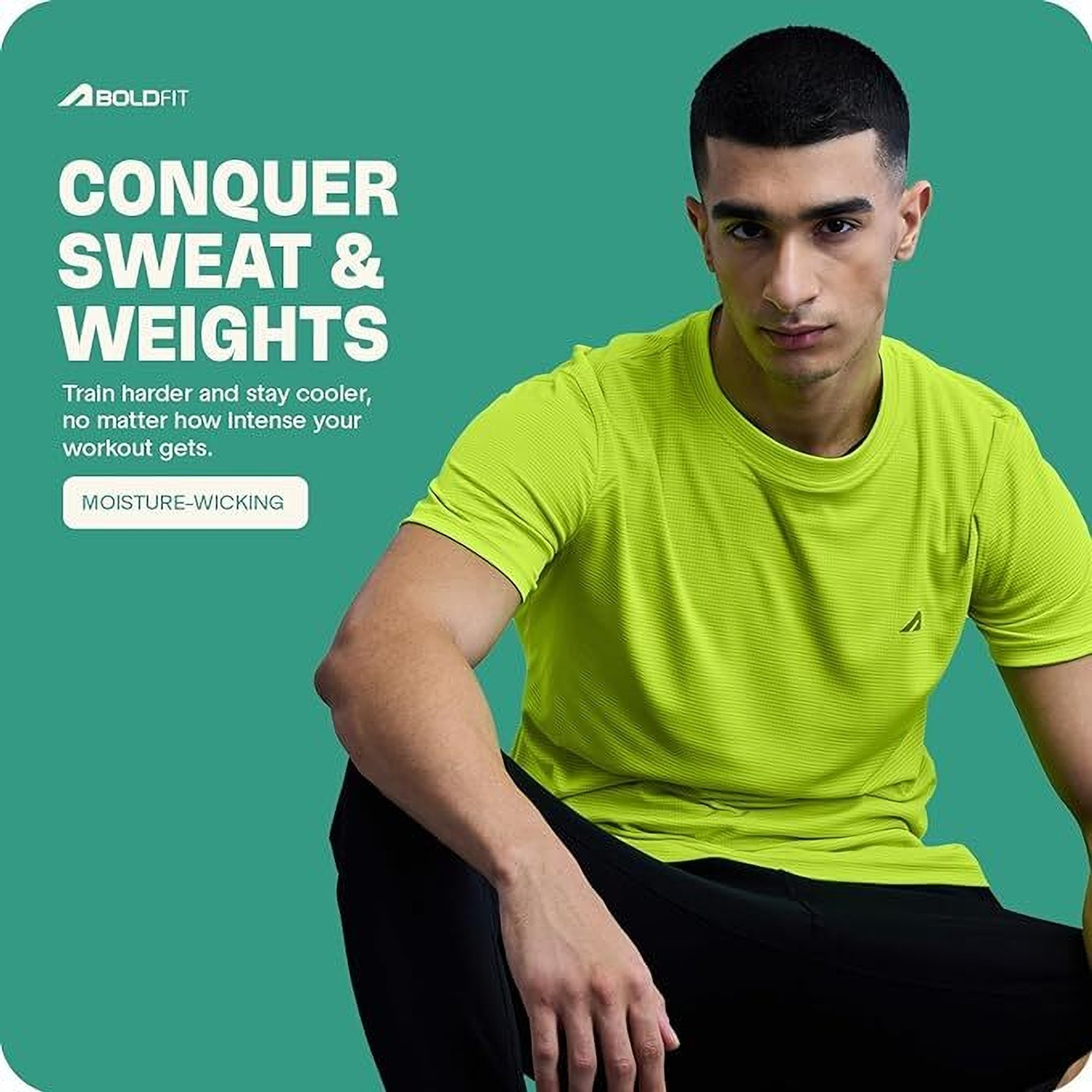 Image of Boldfit Athleisure Solid Men Round Neck Green T-Shirt