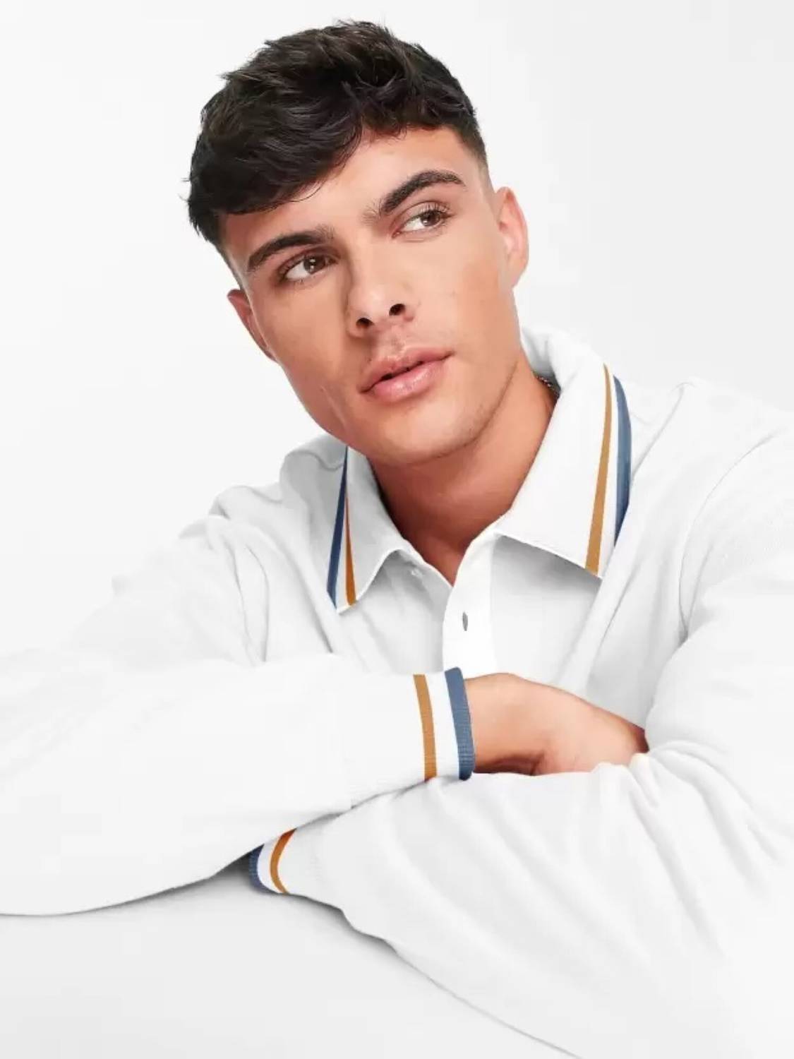 Jump Cuts Printed Men Polo Neck White T-Shirt - Image 4