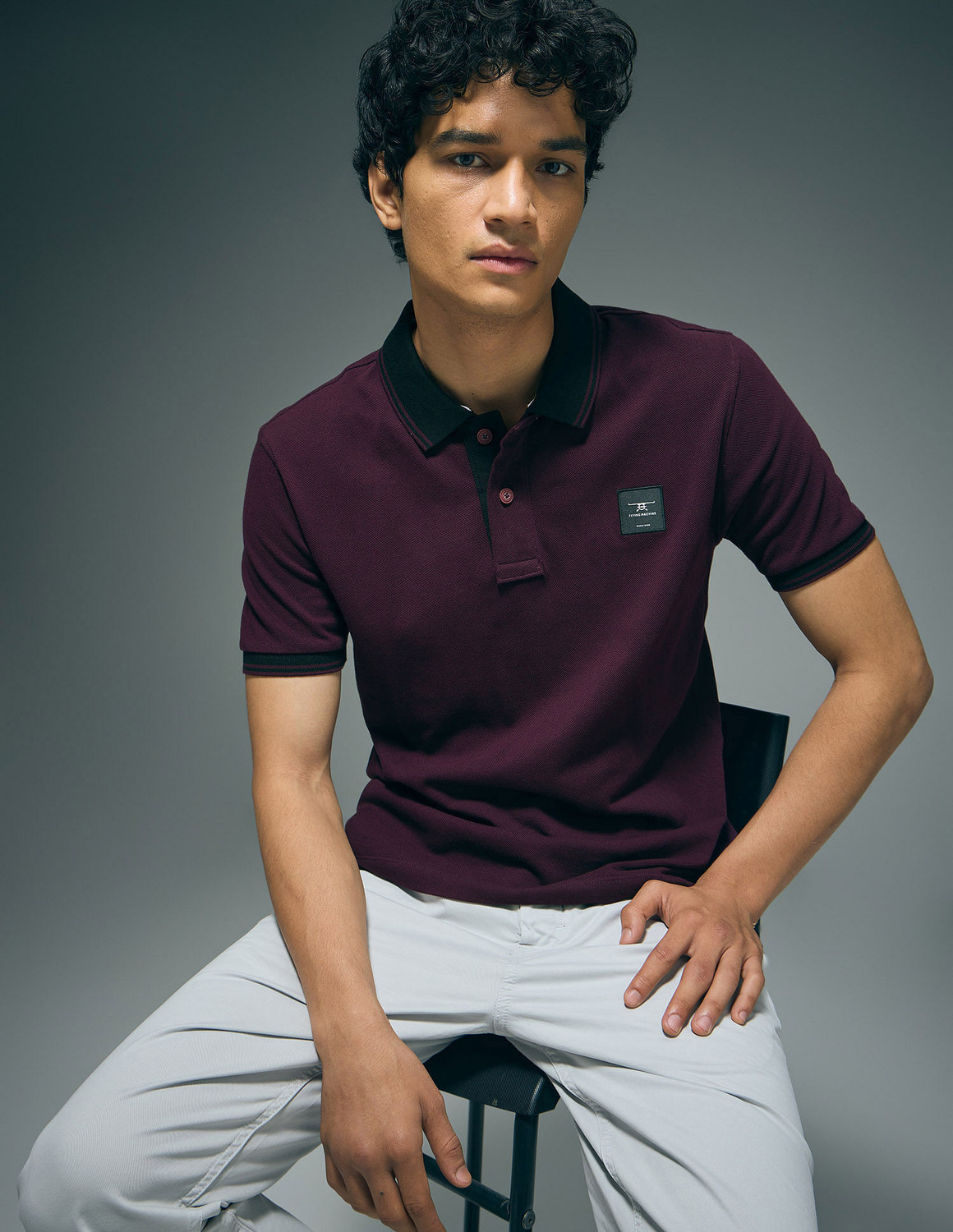 Image of FLYING MACHINE Solid Men Polo Neck Red T-Shirt