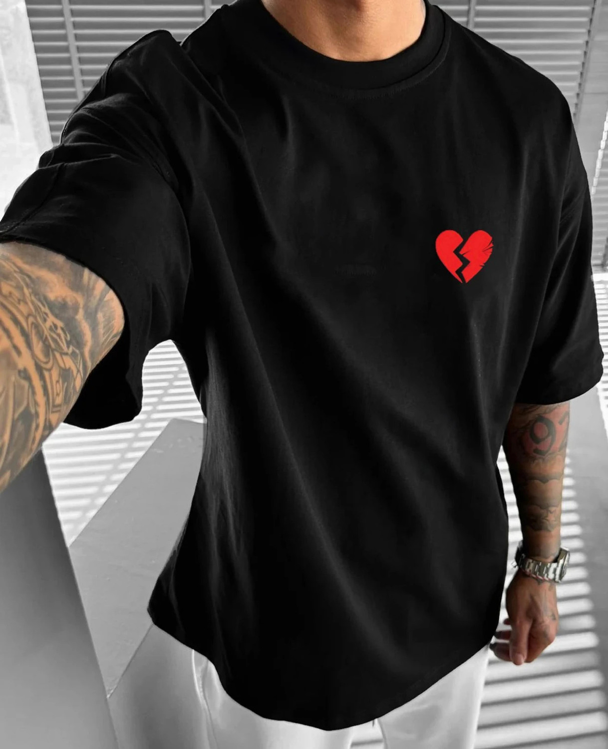 Image of annnackel Men Graphic Print Crew Neck Cotton Blend Black T-Shirt