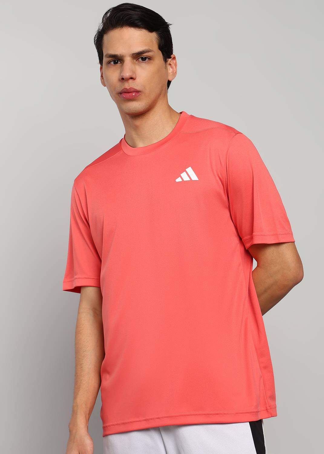 ADIDAS Solid Men Round Neck Red T-Shirt