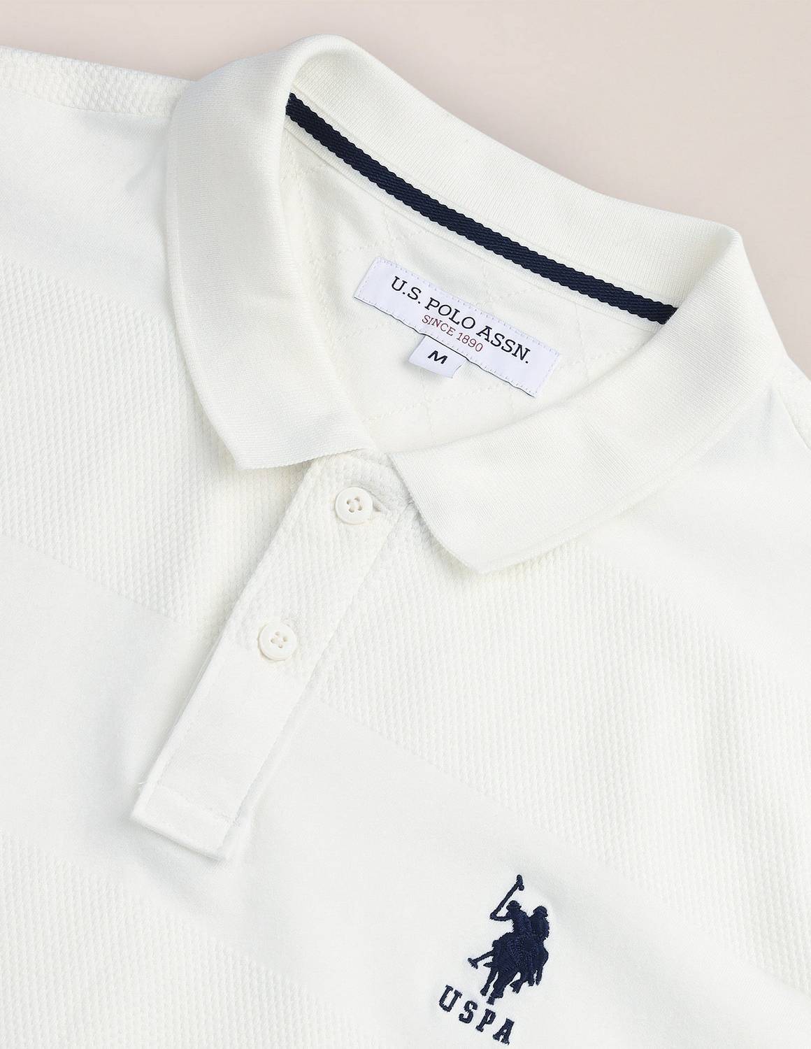 U.S. POLO ASSN. Men White Polo Neck T-Shirt - Image 2