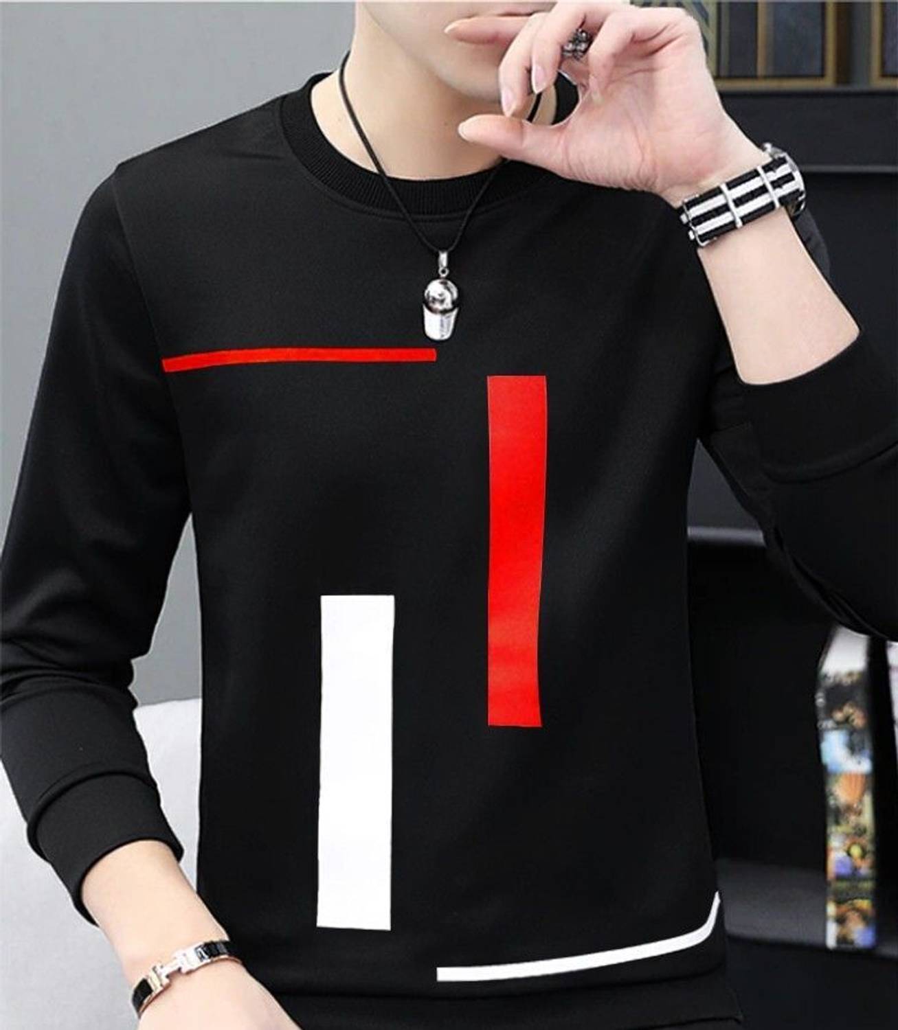 JUGULAR Men Printed Round Neck Pure Cotton Black T-Shirt