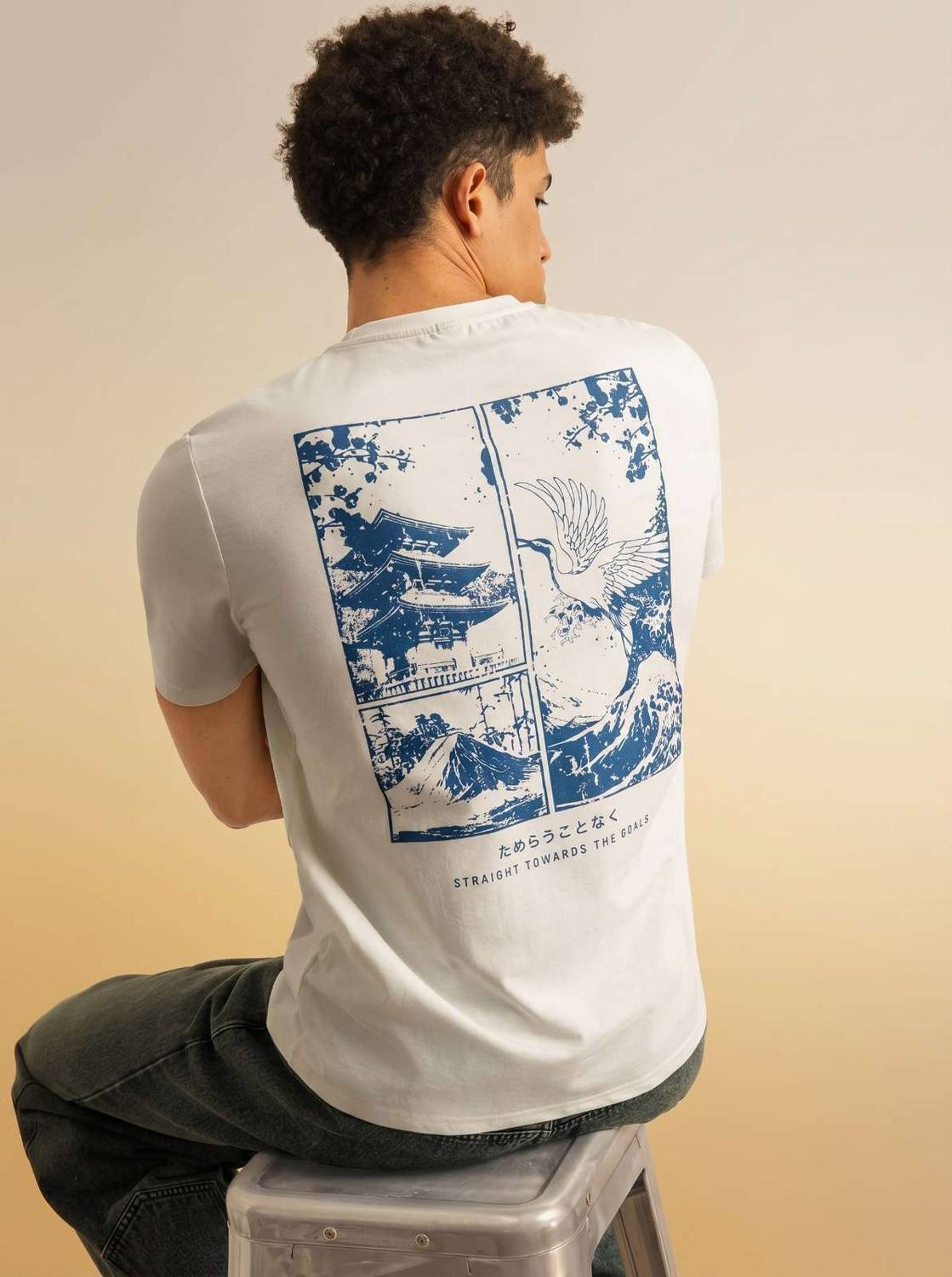 MK Digital Men Printed Round Neck Cotton Blend White T-Shirt