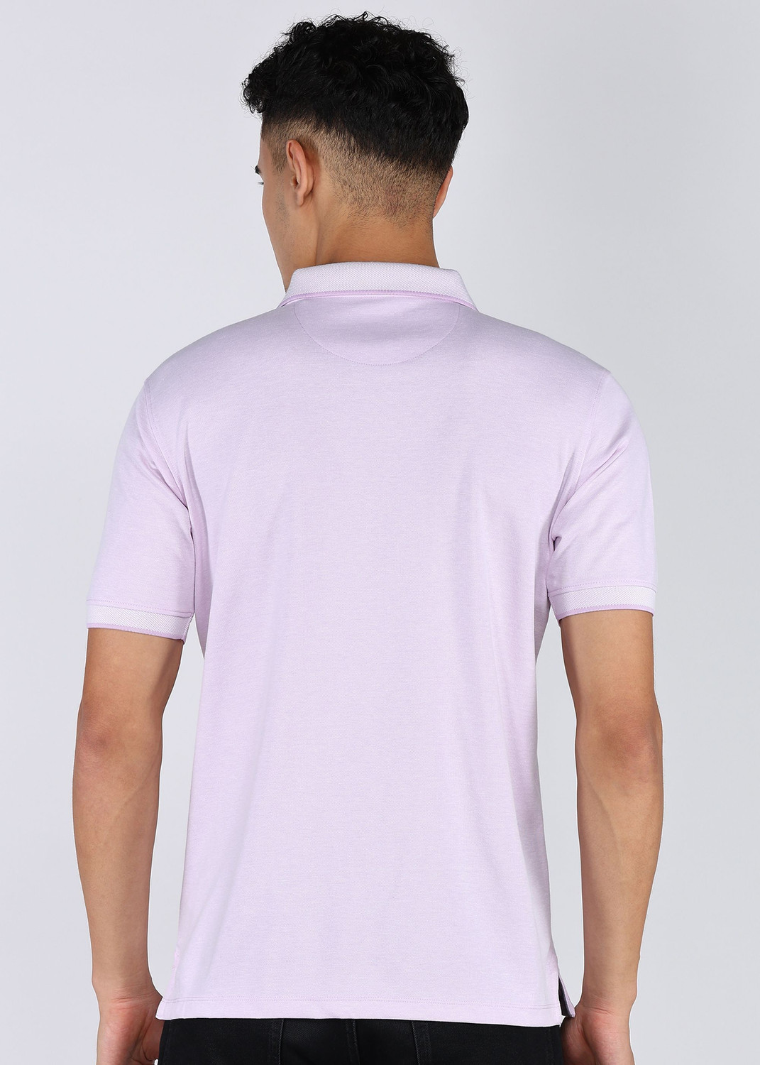 Image of PETER ENGLAND Checkered Men Polo Neck Purple T-Shirt
