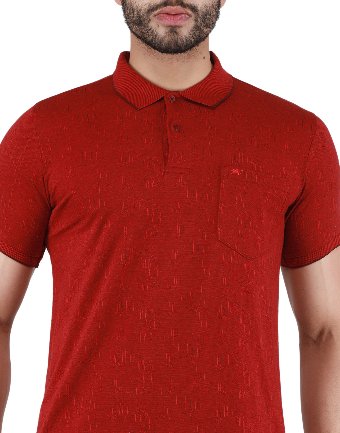 Image of MONTE CARLO Solid Men Polo Neck Maroon T-Shirt