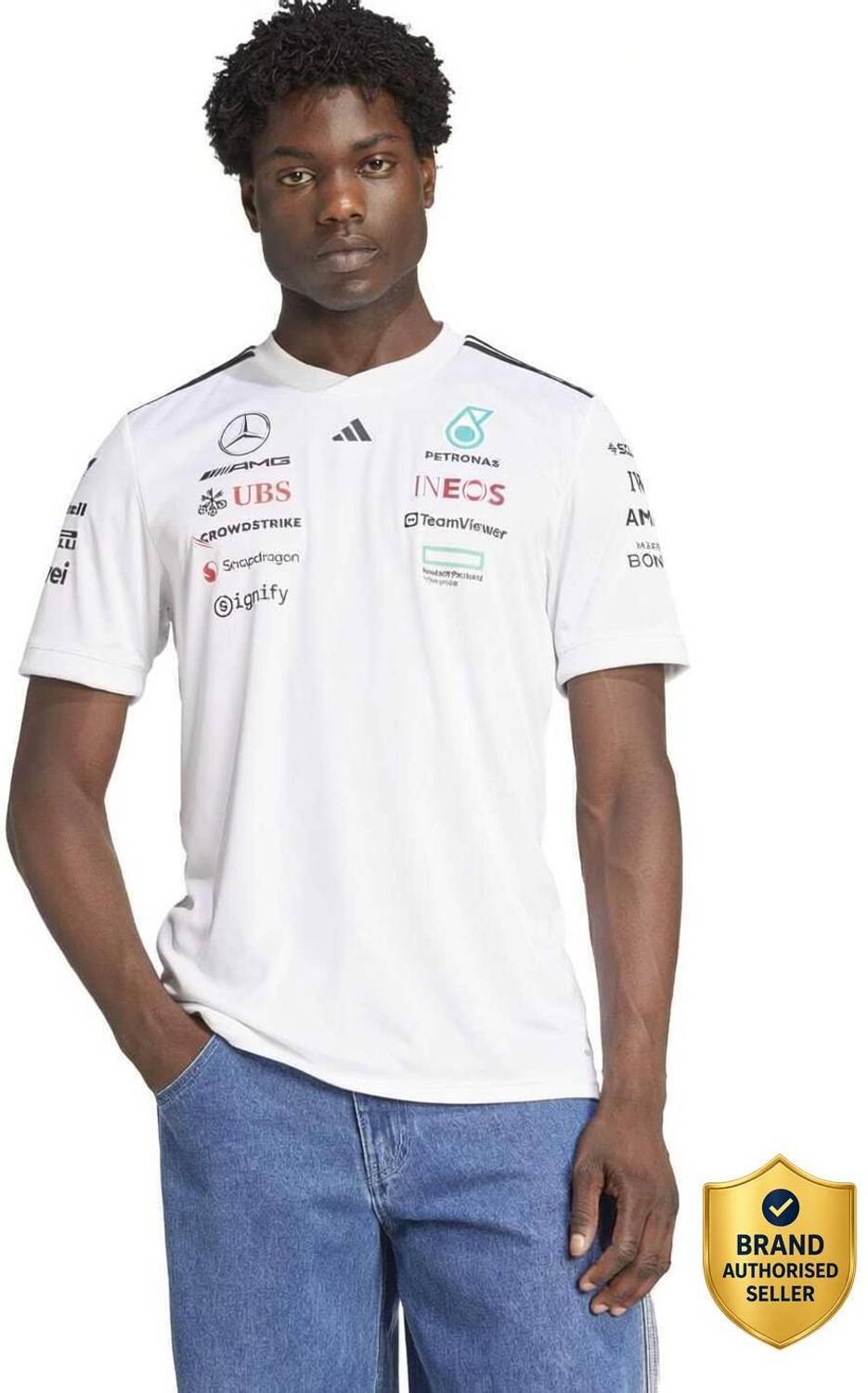 ADIDAS Men's White Crew Neck Printed T-Shirt