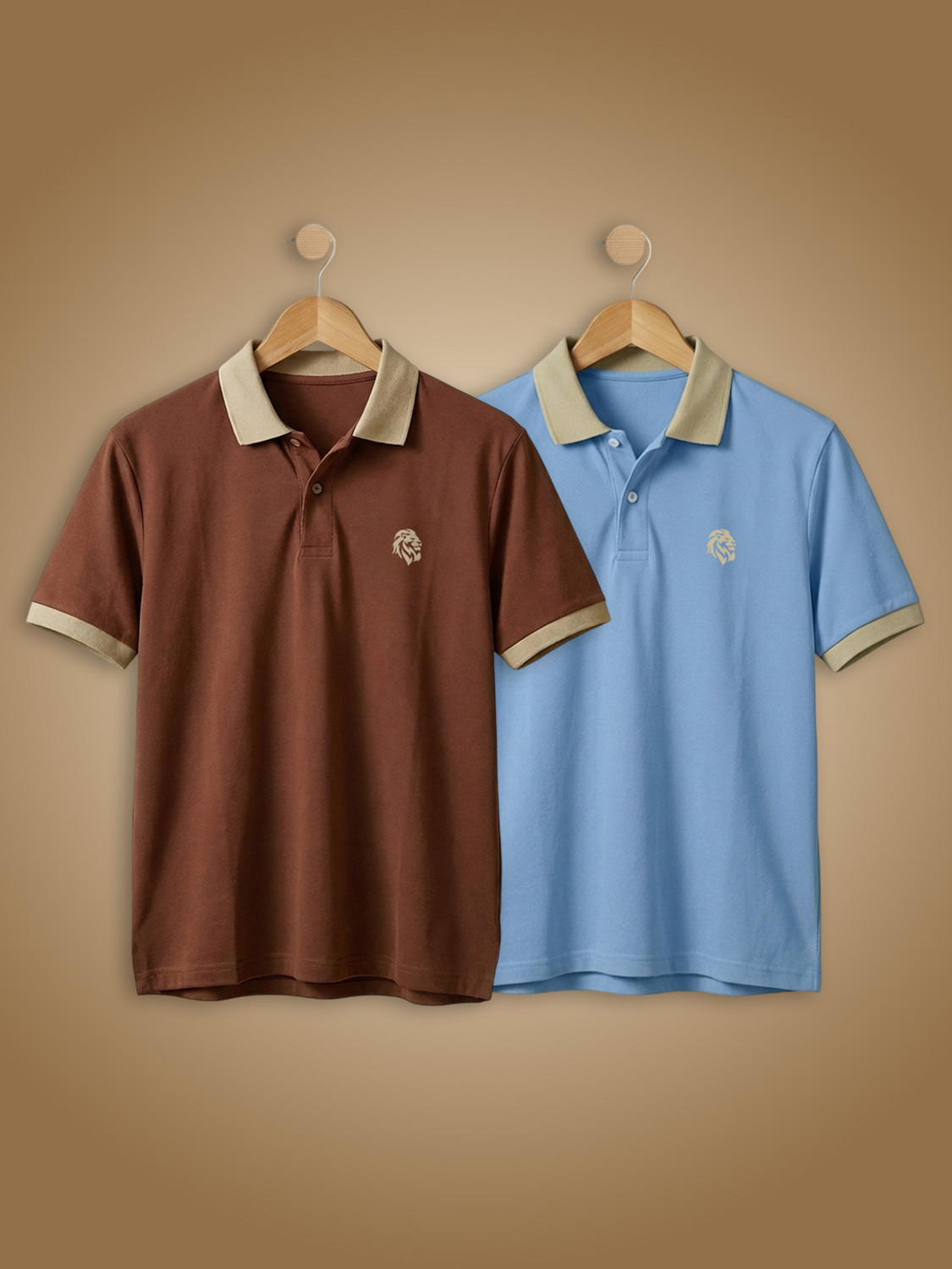 Image of JUST ROAR Colorblock Men Polo Neck Multicolor T-Shirt