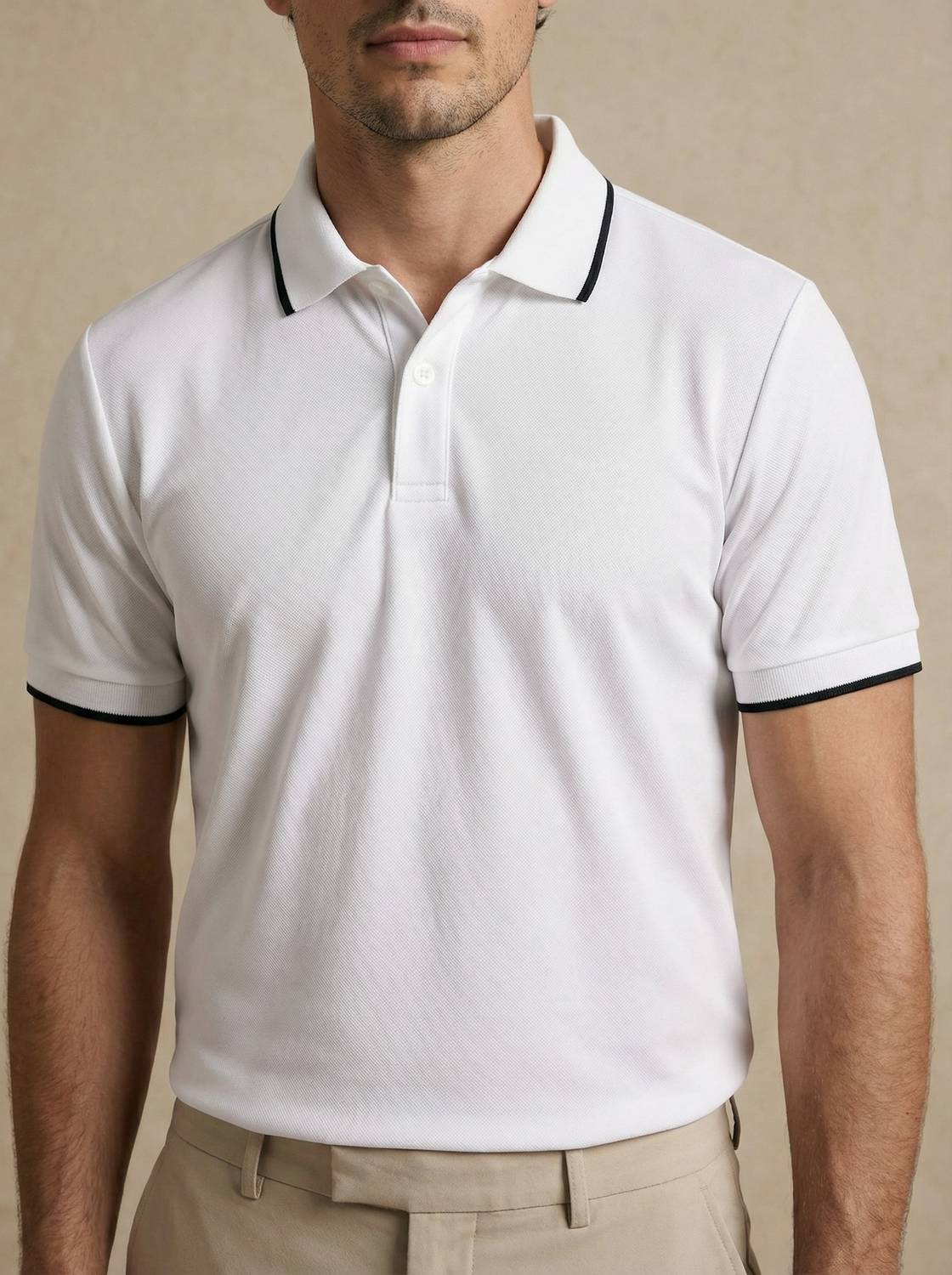 CXL Men Polo Neck White T-Shirt - Image 4