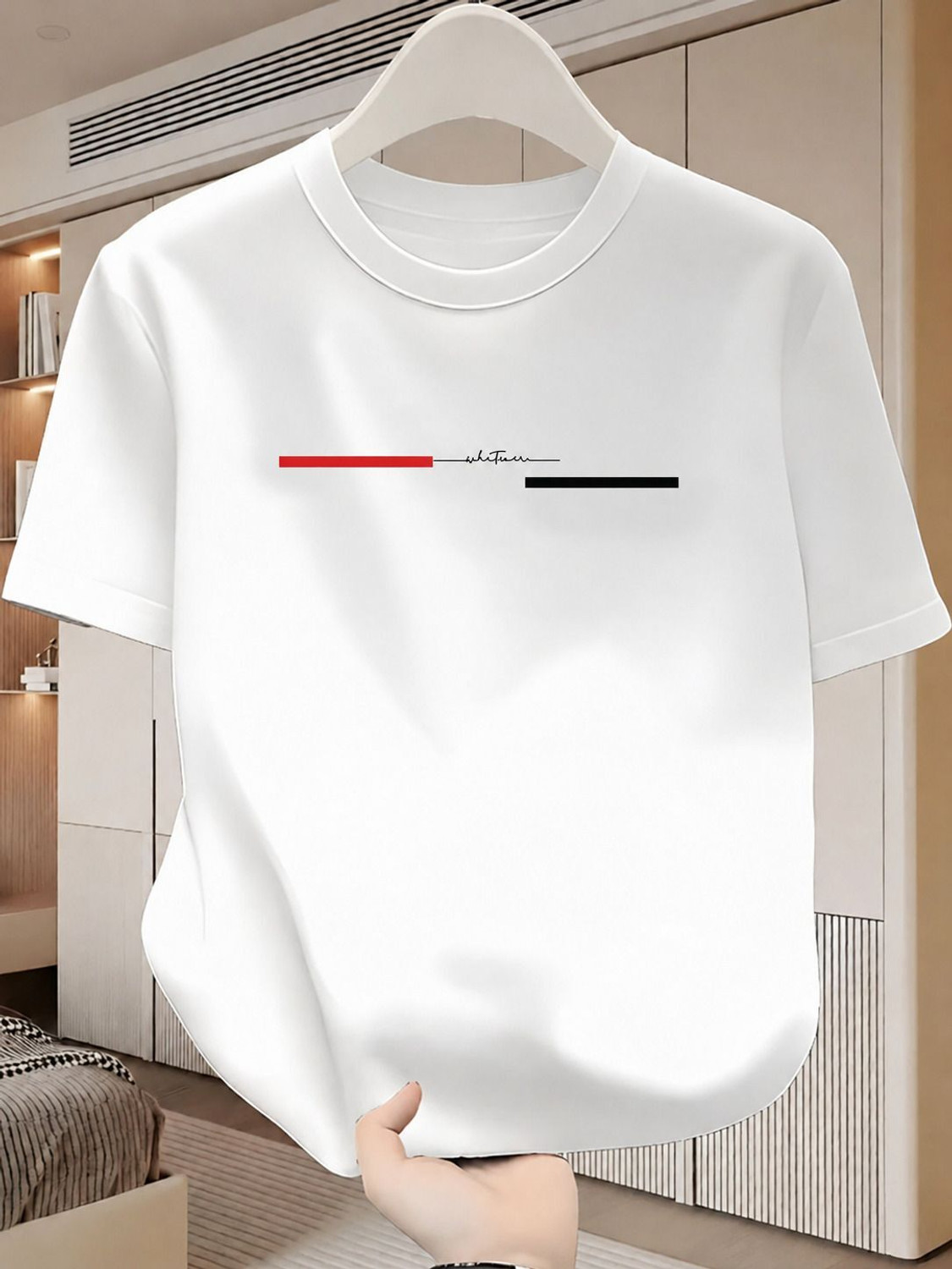 Image of velvet and shine store Printed Men Round Neck White T-Shirt