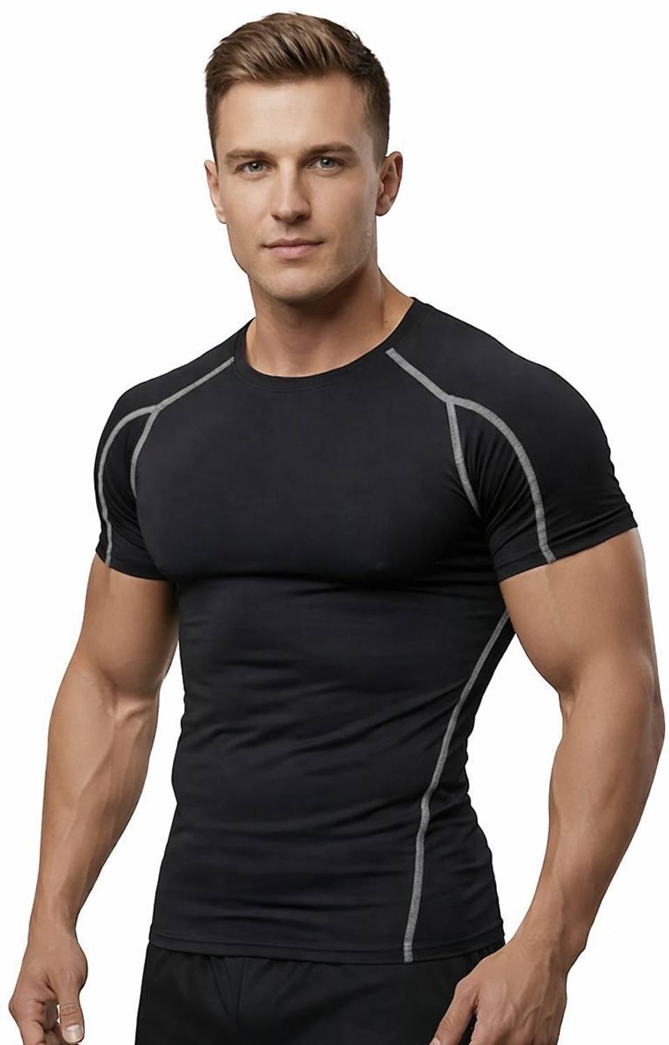 NEVER QUIT Black Men's Round Neck T-Shirt - Image 1