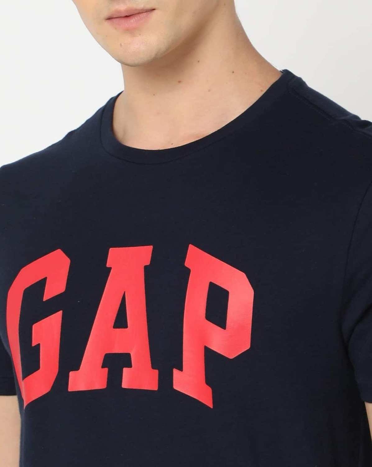 Image of GAP Printed Men Crew Neck Dark Blue T-Shirt