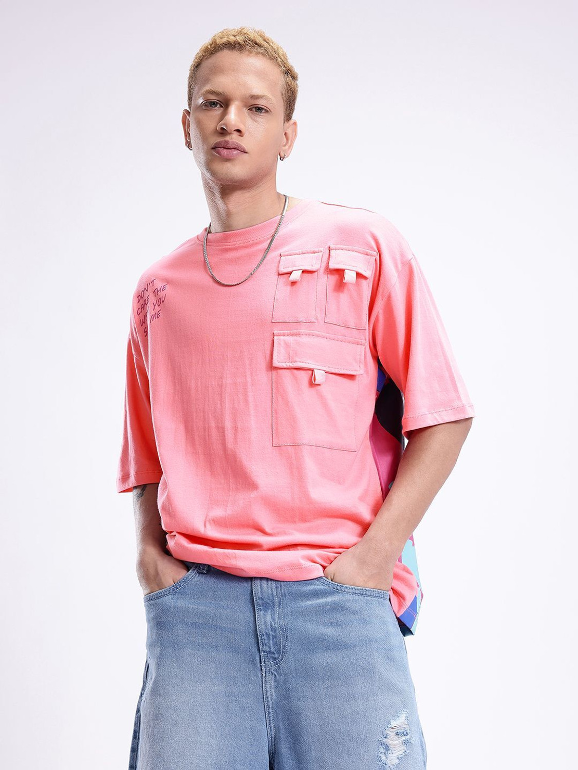 Image of Kook N Keech Printed Men Round Neck Pink T-Shirt