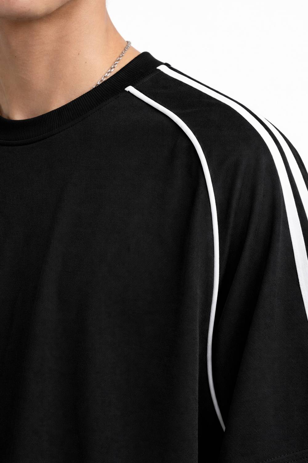 NetClick Black Men's Striped Round Neck T-Shirt - Image 3