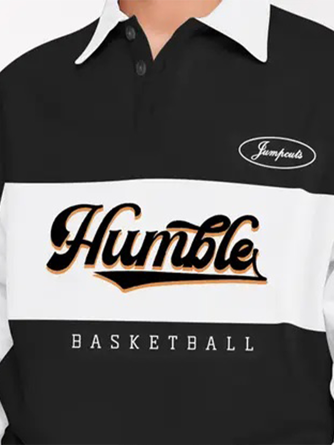Image of Jump Cuts Printed Men Polo Neck Black T-Shirt