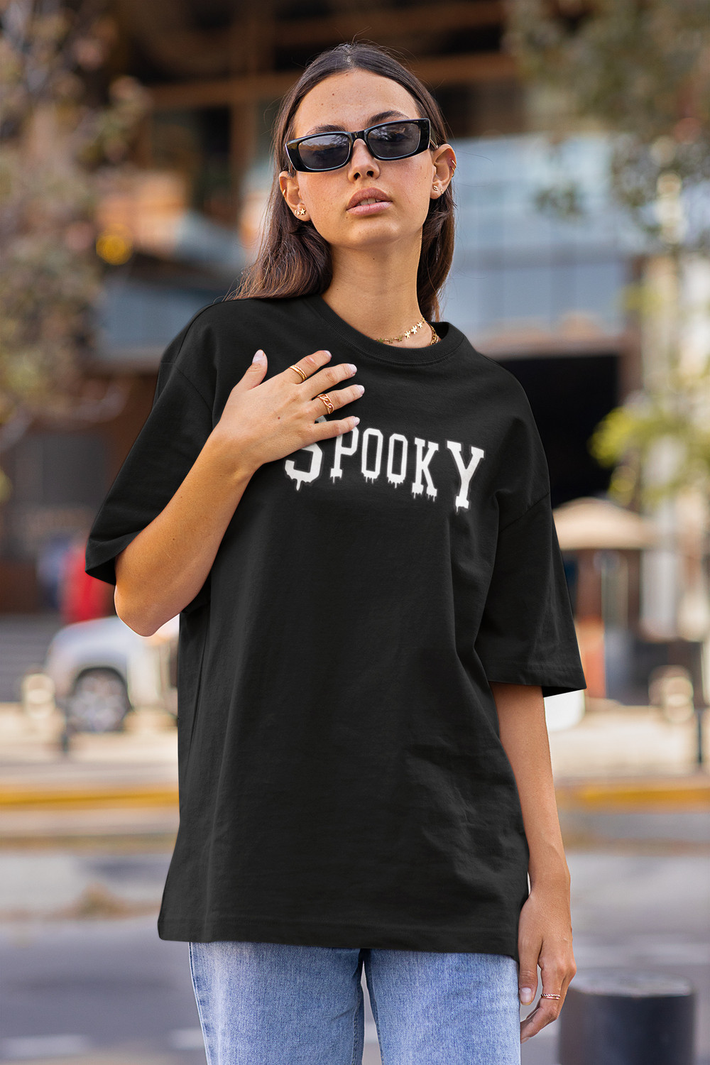 Image of Calm Down Typography Women Round Neck Black T-Shirt