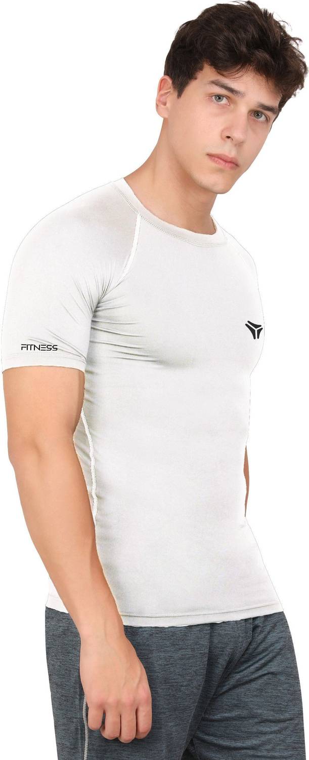 Kyk Solid Men Round Neck White T-Shirt