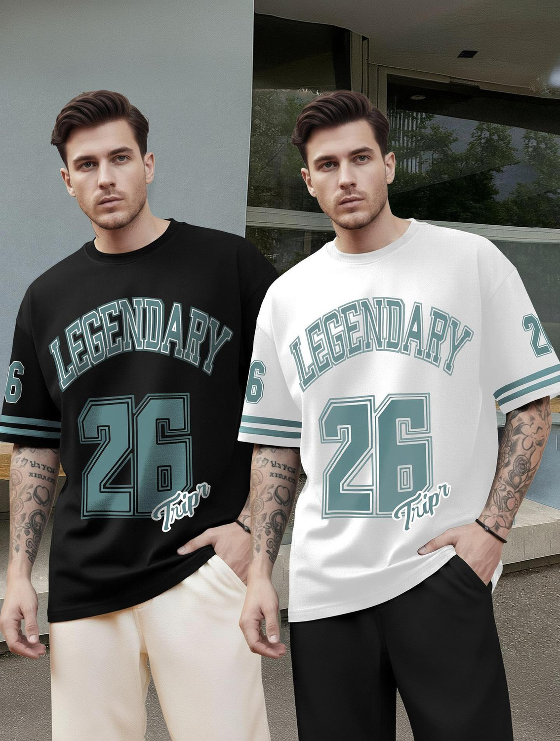 Image of TRIPR Typography Men Round Neck Multicolor T-Shirt