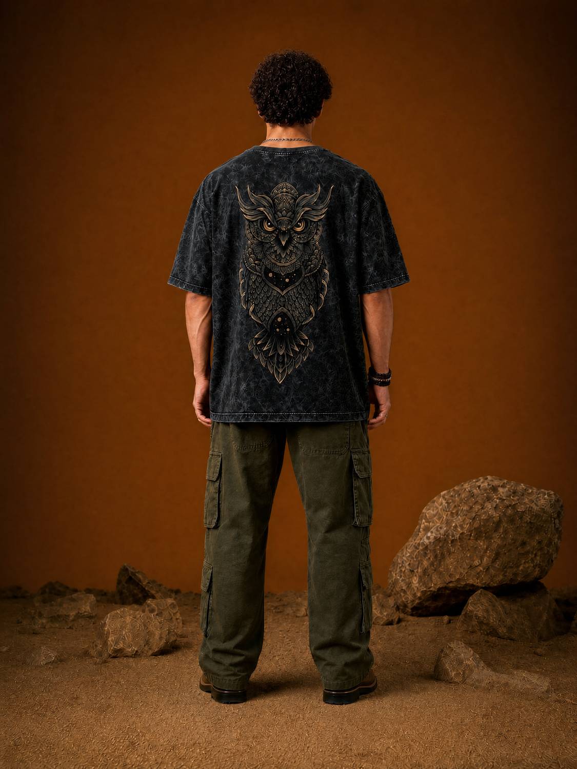 Woops Men Black Graphic Print T-Shirt - Image 3
