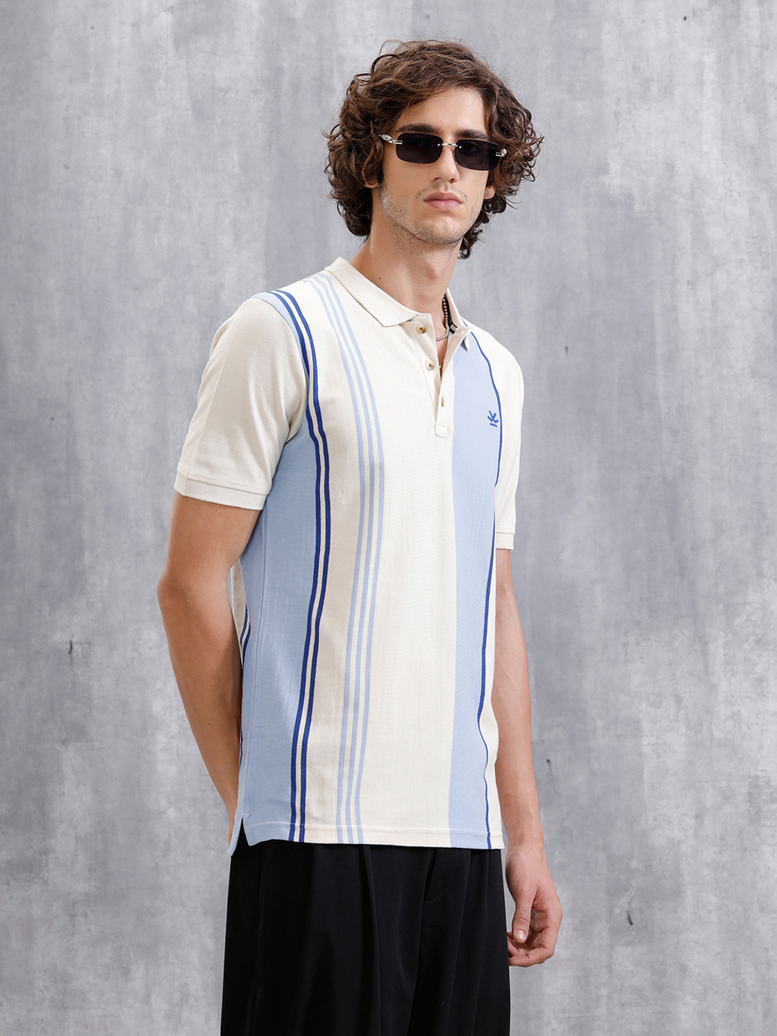 Image of WROGN Solid Men Polo Neck White T-Shirt
