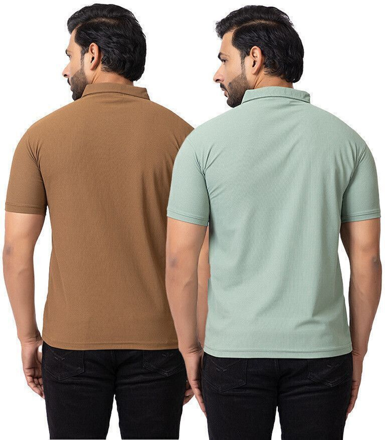 Image of BUFFARO Solid Men Polo Neck Multicolor T-Shirt