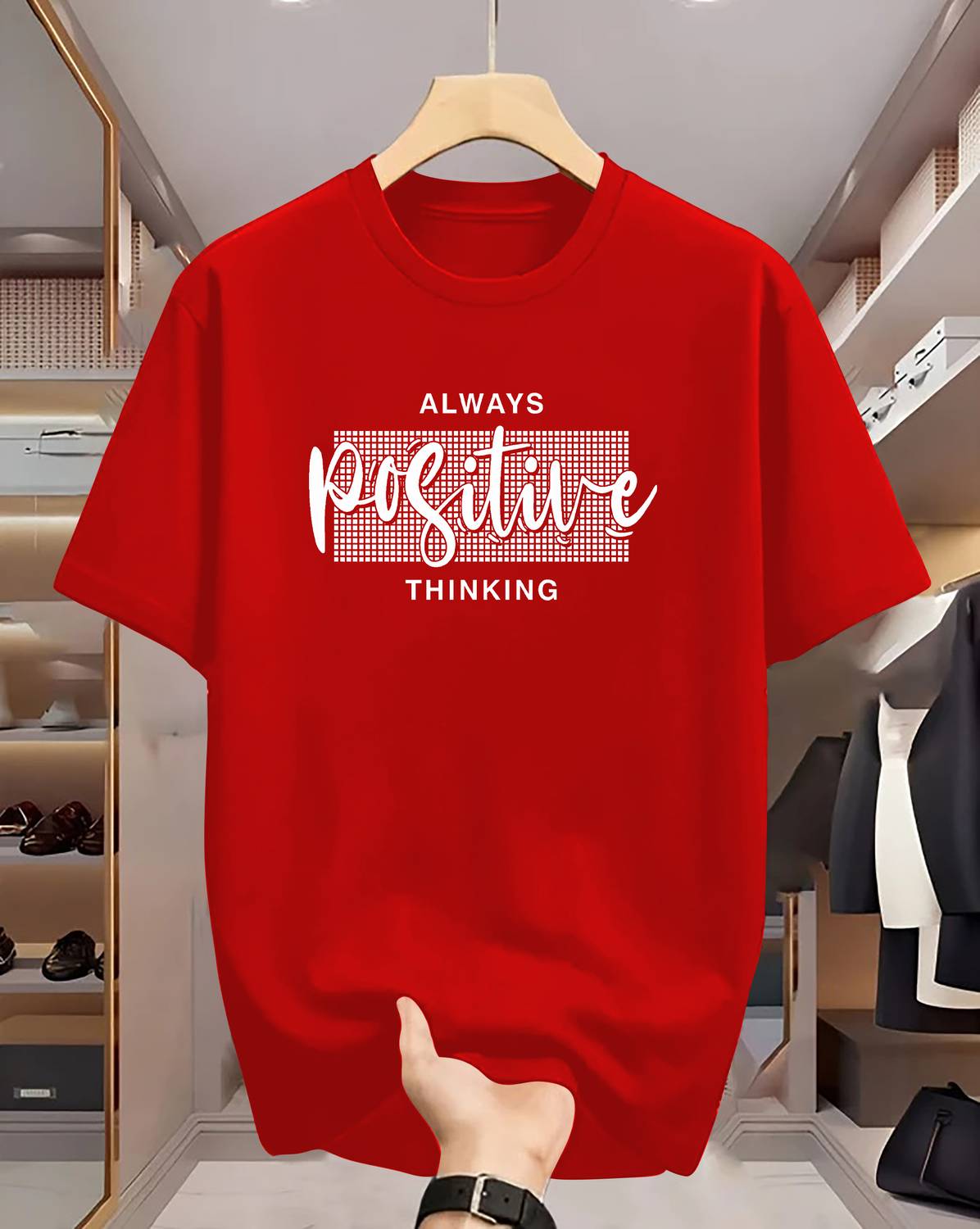 Heartees Printed Men Round Neck Red T-Shirt