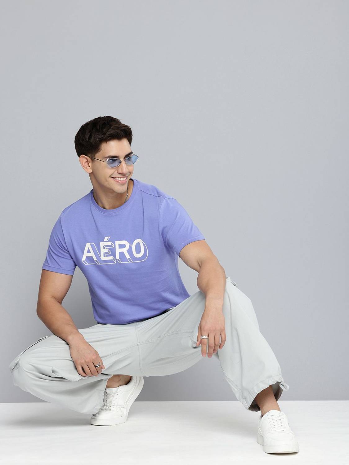 AEROPOSTALE Printed Men Round Neck Blue T-Shirt