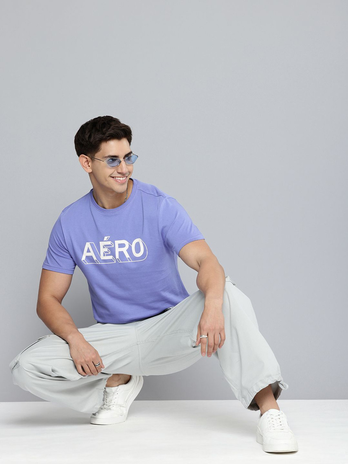 Image of AEROPOSTALE Printed Men Round Neck Blue T-Shirt
