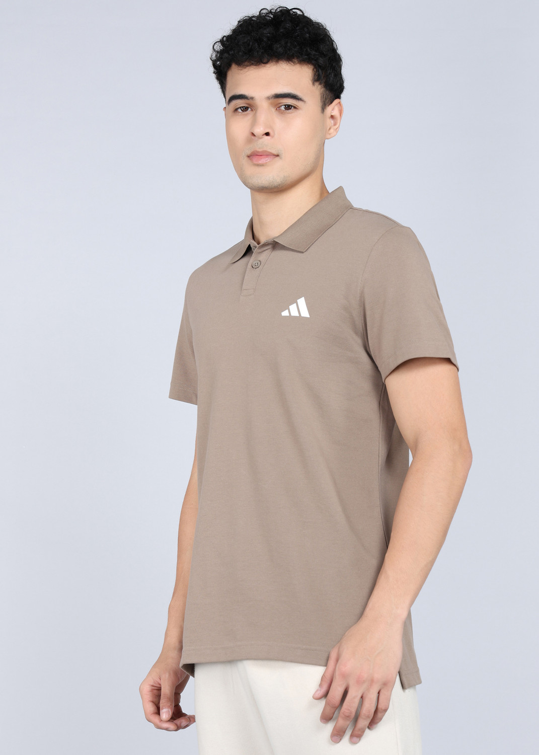Image of ADIDAS Printed Men Polo Neck Beige T-Shirt
