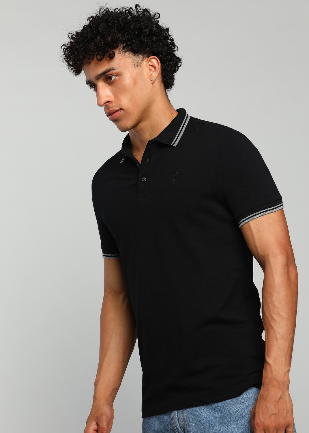Image of BEING HUMAN Solid Men Polo Neck Yellow T-Shirt