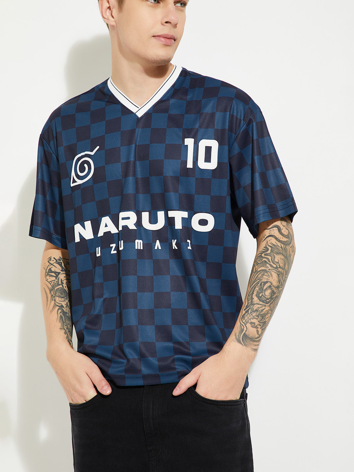 Image of MAX Printed Men Round Neck Blue T-Shirt