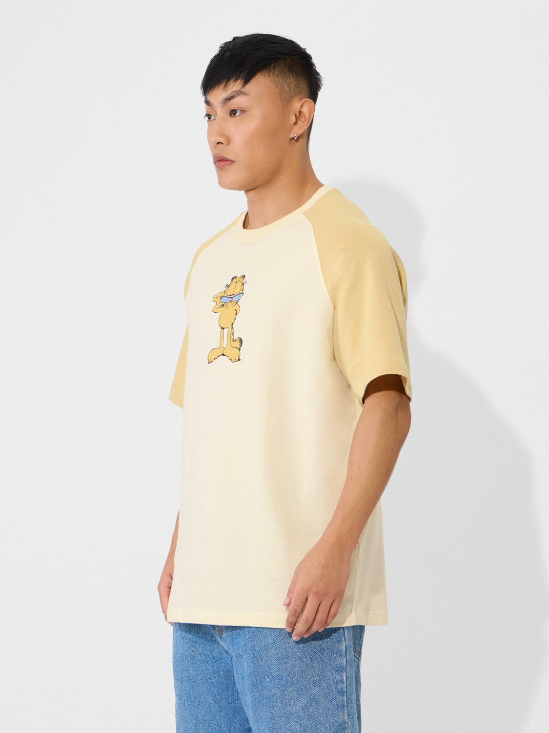 Image of The Souled Store Cartoon Men Round Neck Beige, Yellow T-Shirt