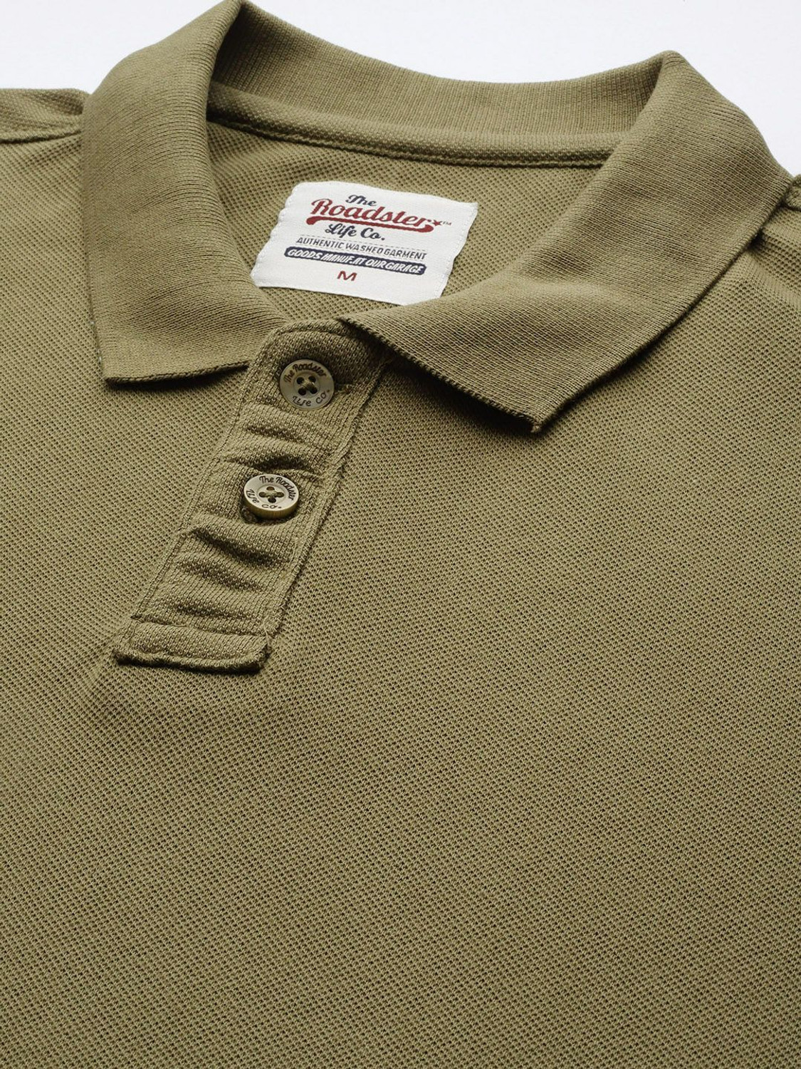 Image of Roadster Solid Men Polo Neck Green T-Shirt
