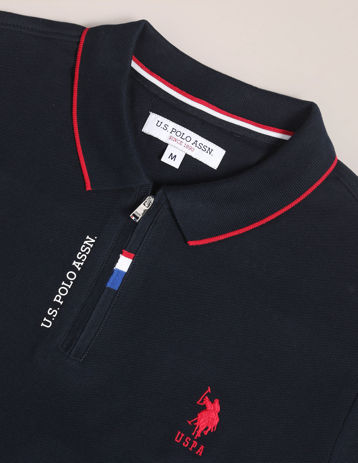 Image of U.S. POLO ASSN. Solid Men Polo Neck Blue T-Shirt