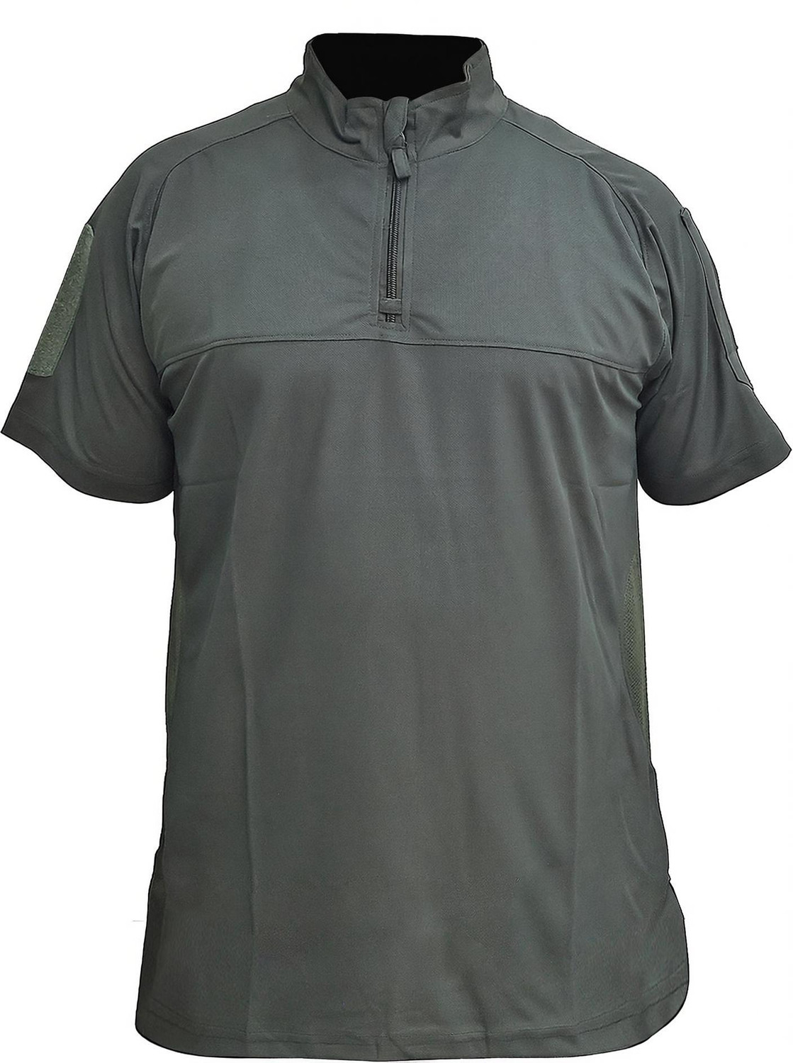 Image of COSMO Solid Men Zip Neck Grey T-Shirt