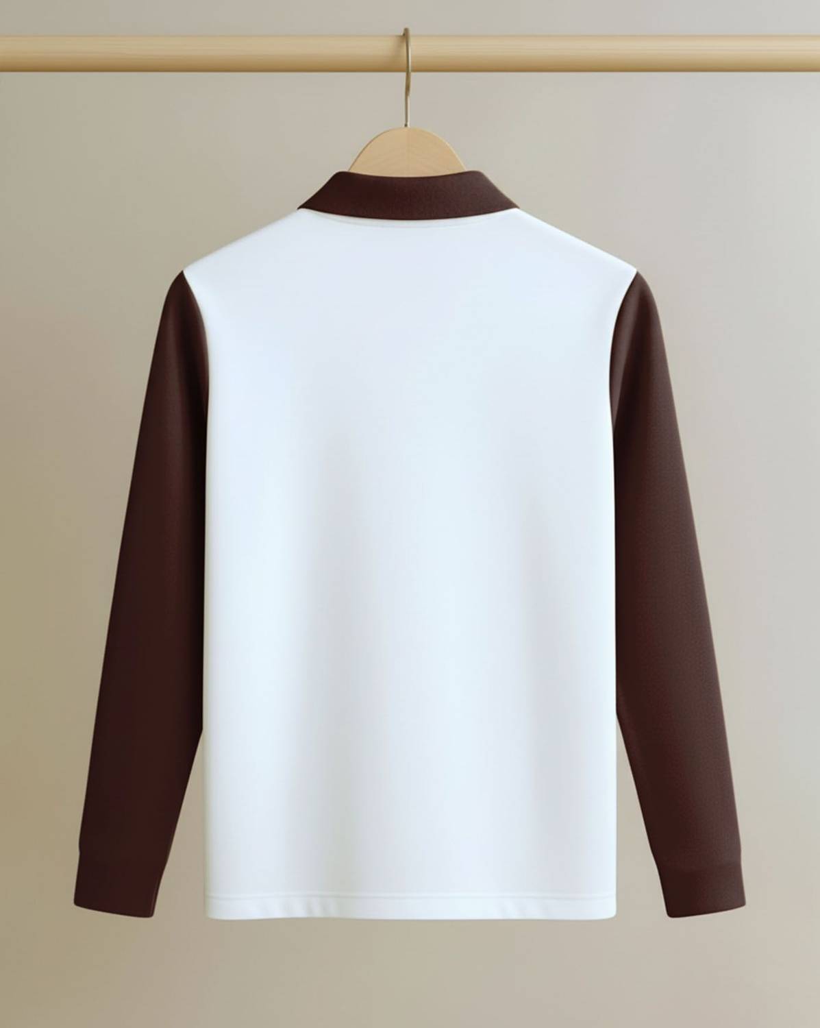 AUSK Men Polo Neck White, Brown T-Shirt - Image 2