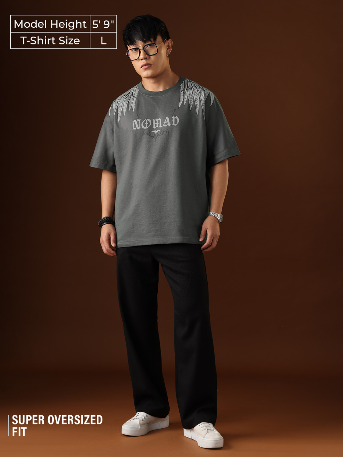Image of The Souled Store Graphic Print Men Round Neck Grey T-Shirt