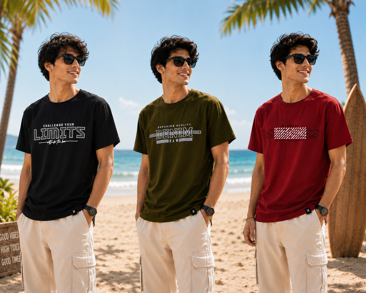 Image of Palexo Printed Men Round Neck Multicolor T-Shirt