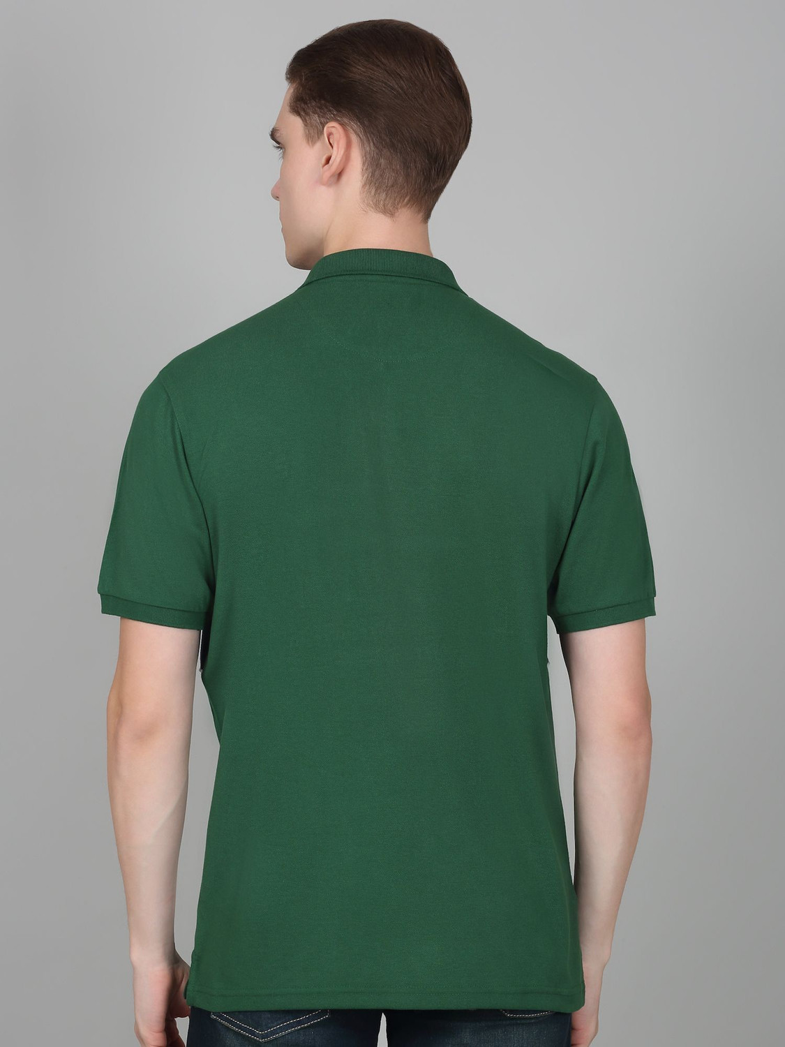 Image of CANTABIL Printed Men Polo Neck Green T-Shirt