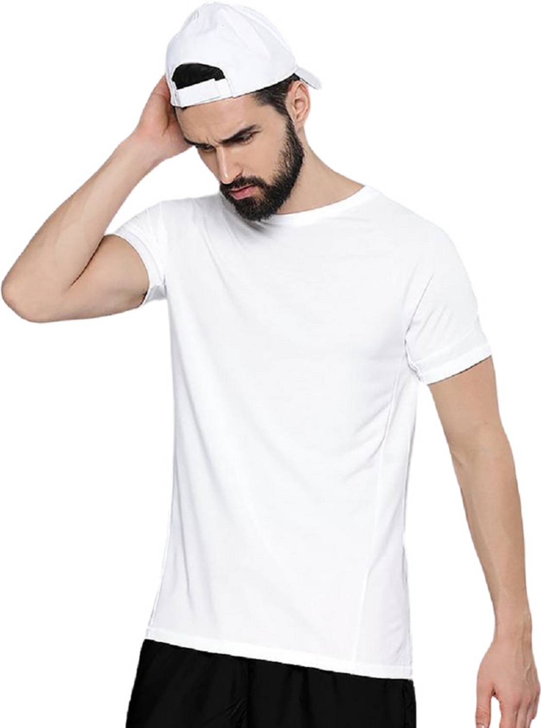 BEING WANTED Solid Men Round Neck White T-Shirt