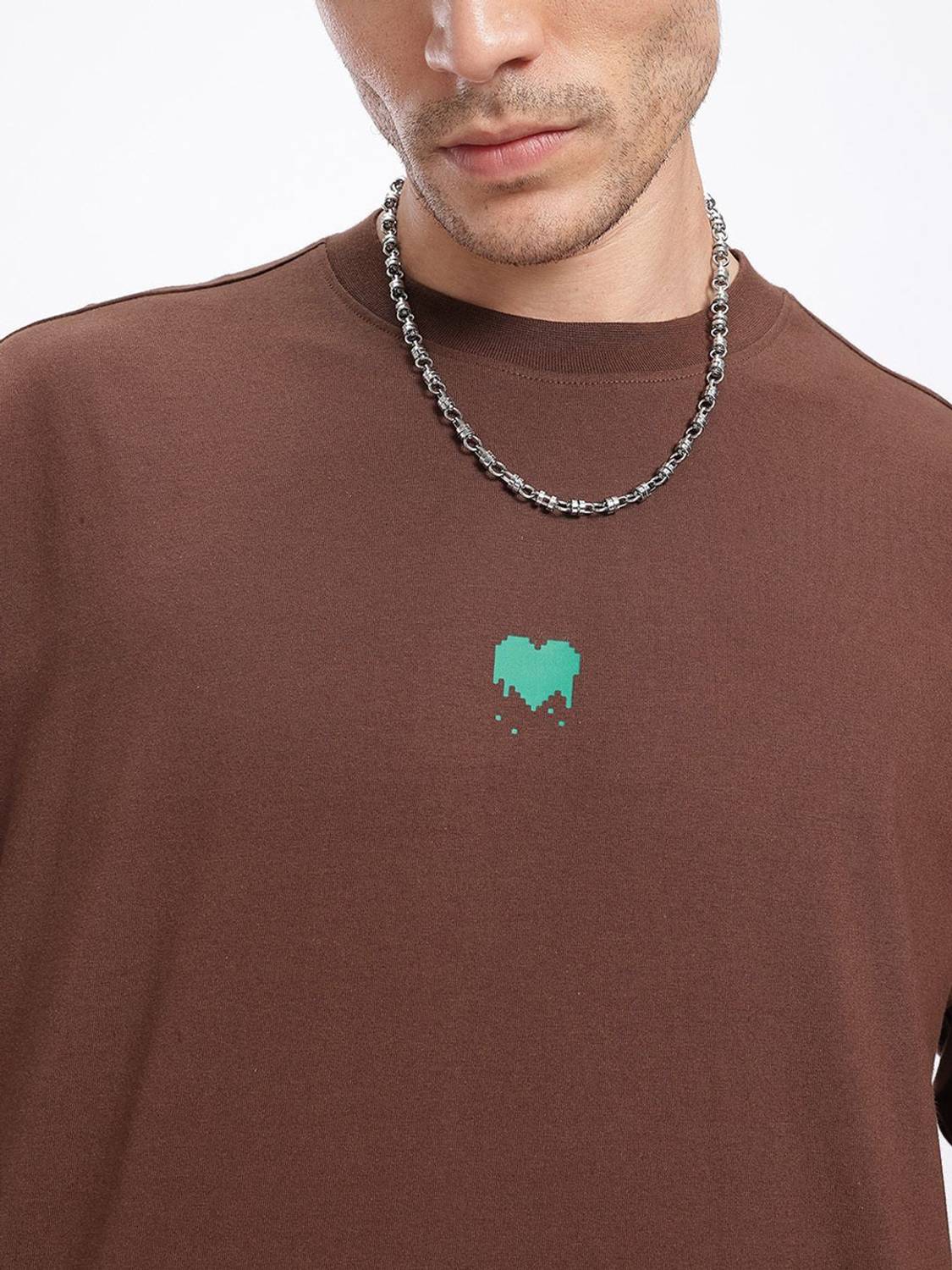 Glitchez Men Brown Round Neck T-Shirt - Image 3