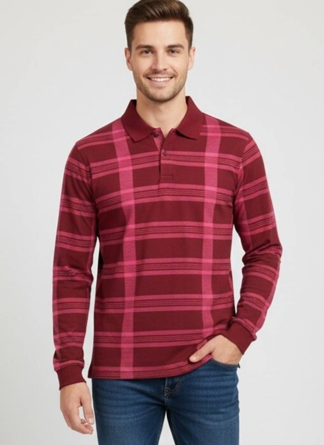 Autna Printed Men Polo Neck Maroon T-Shirt