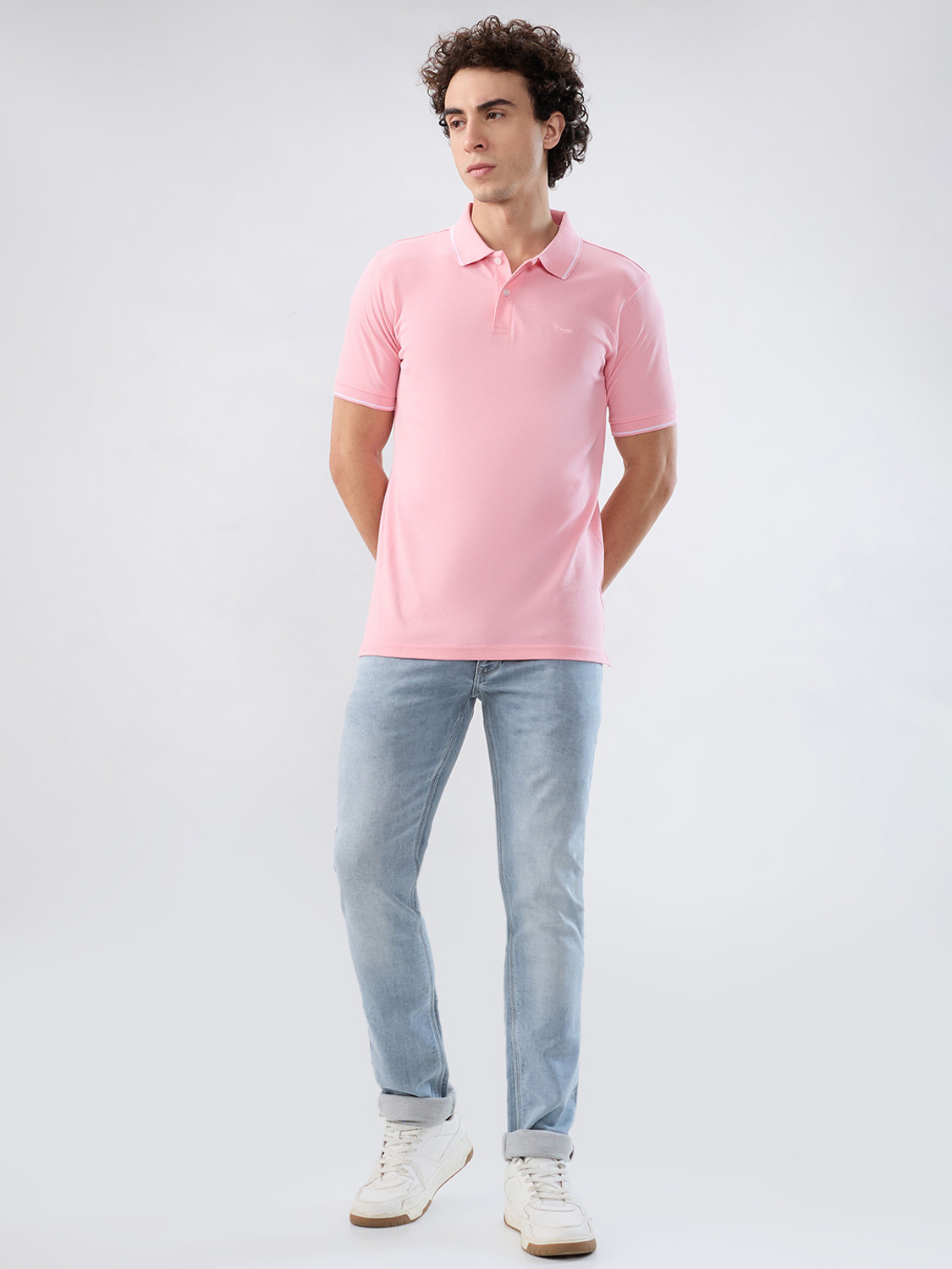 Image of PARK AVENUE Solid Men Polo Neck Green T-Shirt