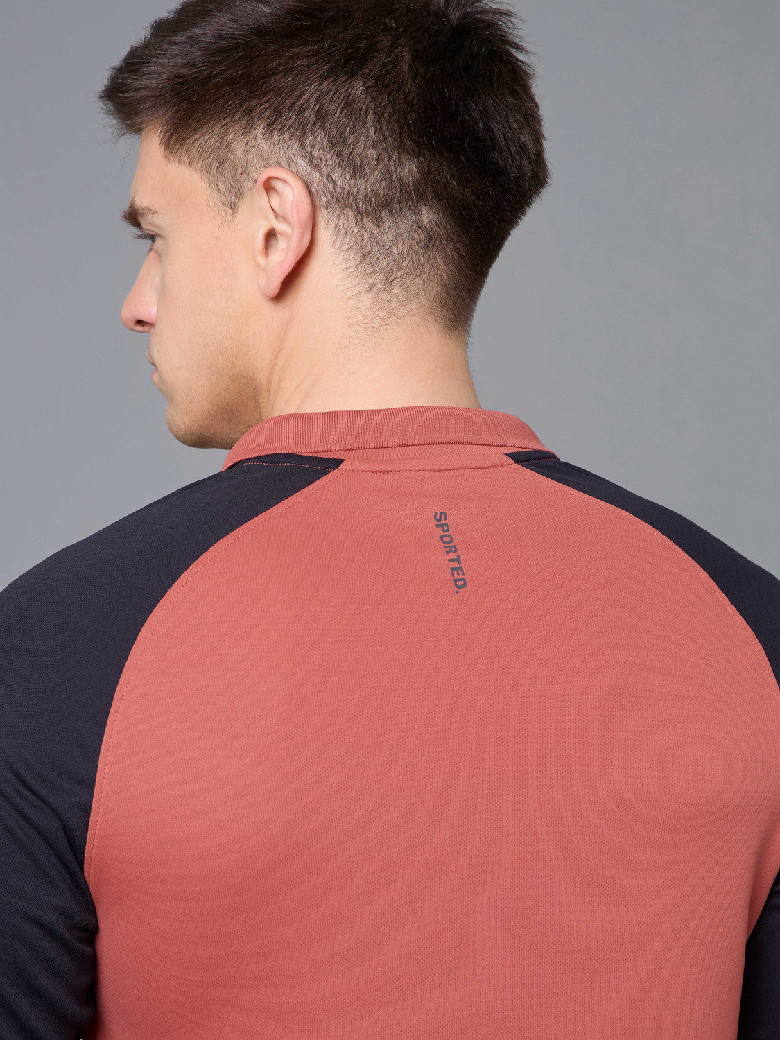 Image of TECHNOSPORT Colorblock Men Polo Neck Red T-Shirt