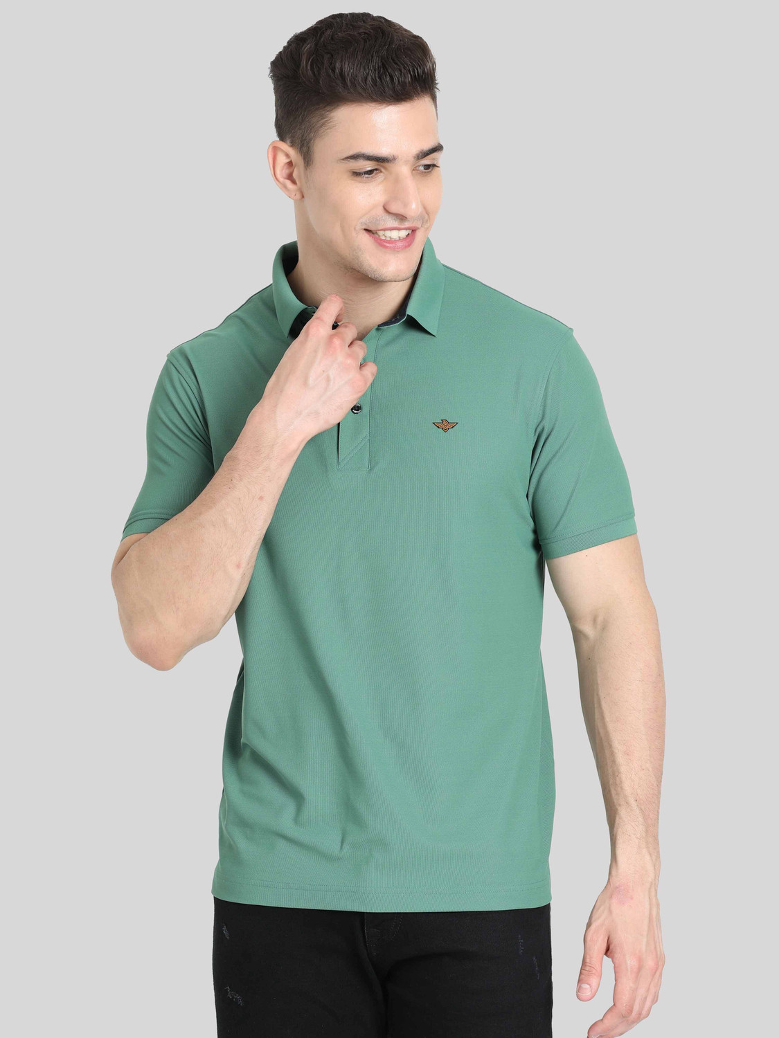 Image of Stellers Solid Men Polo Neck Light Green T-Shirt